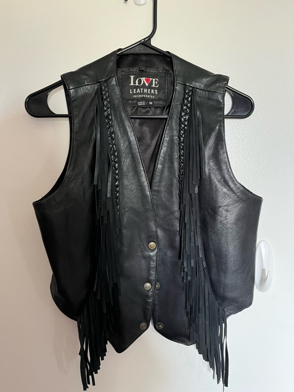 Black Leather Fringe Vest
